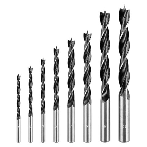 Zestaw wierteł do drewna: 3, 4, 5, 6, 7, 8, 9, 10 mm, 8 sztuk Zestaw wierteł do drewna: 3, 4, 5, 6, 7, 8, 9, 10 mm, 8 sztuk