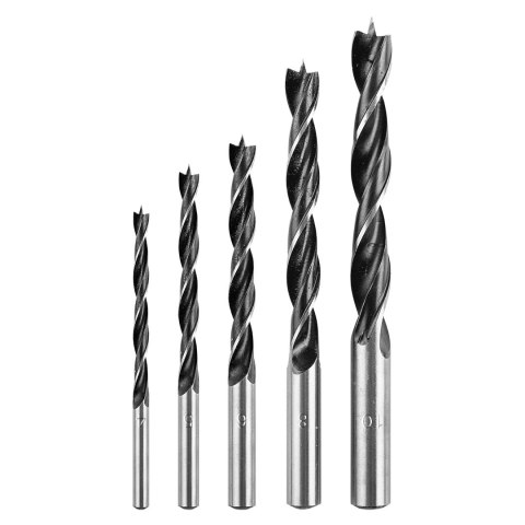 Zestaw wierteł do drewna: 4, 5, 6, 8, 10 mm, 5 sztuk Zestaw wierteł do drewna: 4, 5, 6, 8, 10 mm, 5 sztuk