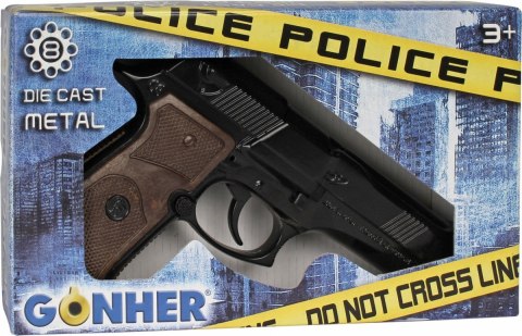 Gonher metalowy pistolet policyjny 8 naboi Gonher metalowy pistolet policyjny 8 naboi