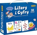 Gra litery i cyfry obrazkowe karty edukacyjne