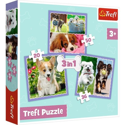 Puzzle 3w1 urocze pieski