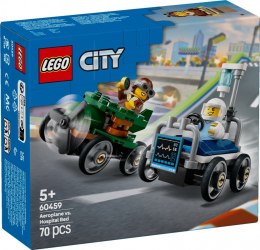 Klocki city 60459 zestaw wyścigówek: samolot kontra łóżko szpitalne