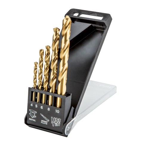 Wiertła do metalu HSS-TiN , 4.0 - 10 mm, zestaw 5 szt. Wiertła do metalu HSS-TiN , 4.0 - 10 mm, zestaw 5 szt.