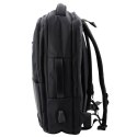 Plecak Miejski Biznesowy USB Pas Piersiowy Czarny 26L