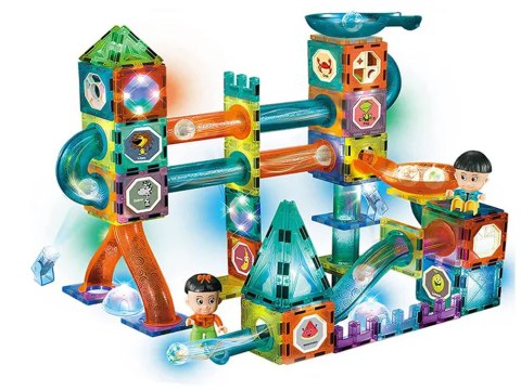 Świecąca Zjeżdżalnia Dla Kulek Klocki Magnetyczne W Pudełku 150 Elementów Świecąca Zjeżdżalnia Dla Kulek Klocki Magnetyczne W Pudełku 150 Elementów