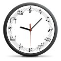 ZEGAR MUZYKA ŚĆIENNY PIĘĆIOLINIA NUTY PŁYNĄĆY
