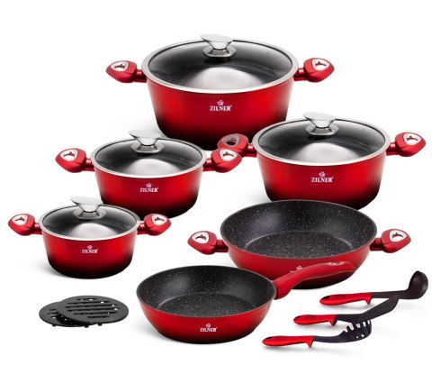 GARNKI z POWŁOKĄ GRANITOWĄ 15 ELE. ZILNER CHERRY RED NOIR ZL-8520 GARNKI z POWŁOKĄ GRANITOWĄ 15 ELE. ZILNER CHERRY RED NOIR ZL-8520