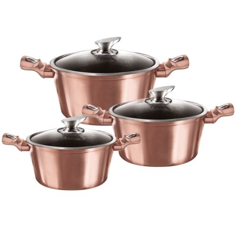 GARNKI z POWŁOKĄ GRANITOWĄ 6 EL. ZILNER ROSEGOLD ZL-8562 GARNKI z POWŁOKĄ GRANITOWĄ 6 EL. ZILNER ROSEGOLD ZL-8562