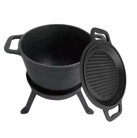 KOCIOŁEK ŻELIWNY MYŚLIWSKI 12L Z PATELNIĄ GRILL 2 W 1 KINGHOFF KH-1842 KOCIOŁEK ŻELIWNY MYŚLIWSKI 12L Z PATELNIĄ GRILL 2 W 1 KINGHOFF KH-1842