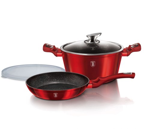 KOMPLET GARNKÓW 3-ele 24cm BERLINGER HAUS METALLIC BURGUNDY LINE BH-6779