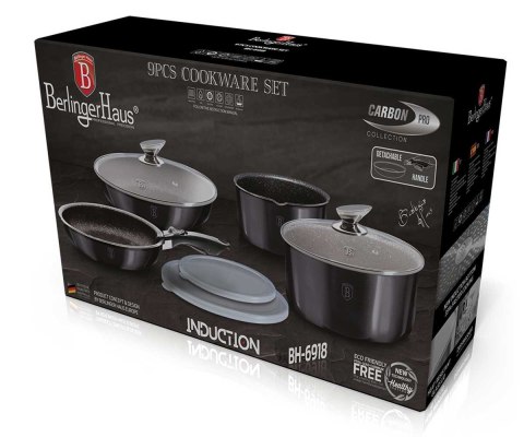 KOMPLET GARNKÓW 9 EL. CLICK & COOK BERLINGER HAUS METALLIC LINE CARBON PRO BH-6918