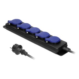 Przedłużacz warsztatowy bryzgoszczelny IP44, 5 gniazd 2P+Z IP44, przewód gumowy, H05RR-F 3x1,5mm?, długość 5m