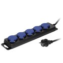Przedłużacz warsztatowy bryzgoszczelny IP44, 5 gniazd 2P+Z IP44, przewód gumowy, H05RR-F 3x1,5mm?, długość 5m