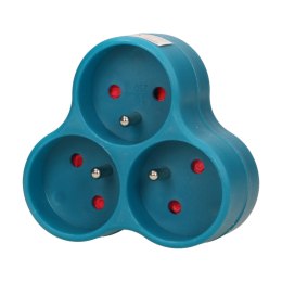 Rozgałęźnik 3x2P+Z, turkusowy