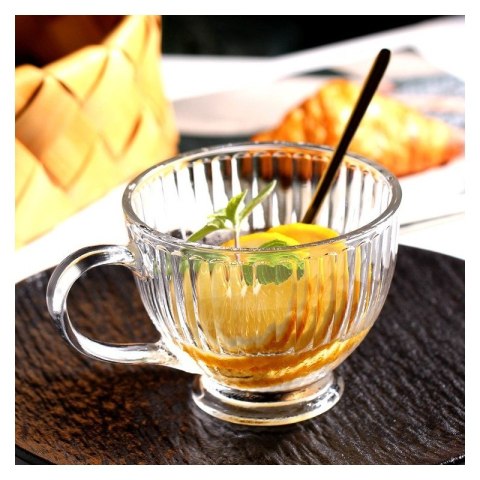 Zestaw 6szt. filiżanek szklanek ryflowanych dużych 380ml SZK150ZESTAW6