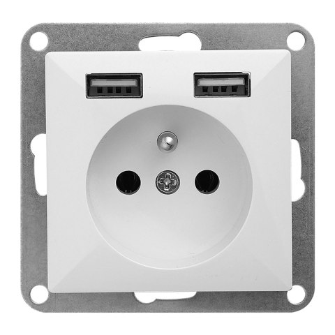 Gniazdo pojedyncze p/t 2P+Z z ładowarką Pearl, 16A, 250V, PT-16P/USB, biały Gniazdo pojedyncze p/t 2P+Z z ładowarką Pearl, 16A, 250V, PT-16P/USB, biały