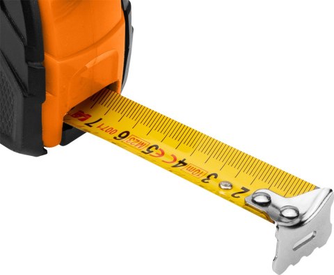 Miara zwijana stalowa 5 m x 19 mm, auto blokada, dwa przyciski stop Miara zwijana stalowa 5 m x 19 mm, auto blokada, dwa przyciski stop