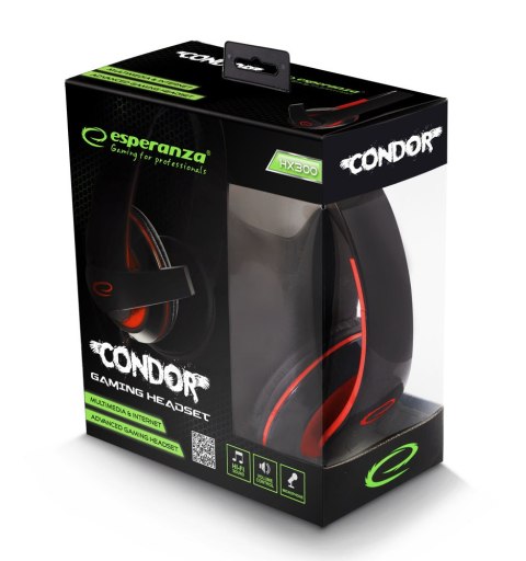 EGH300R ES PERANZA SŁUCHAWKI Z MIKROFONEM GAMING CONDOR CZERWONE EGH300R ES PERANZA SŁUCHAWKI Z MIKROFONEM GAMING CONDOR CZERWONE