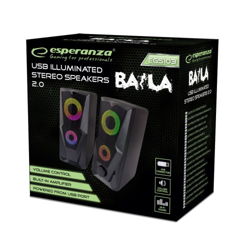EGS103 ES PERANZA GŁOŚNIKI 2.0 USB LED RAINBOW BAILA EGS103 ES PERANZA GŁOŚNIKI 2.0 USB LED RAINBOW BAILA