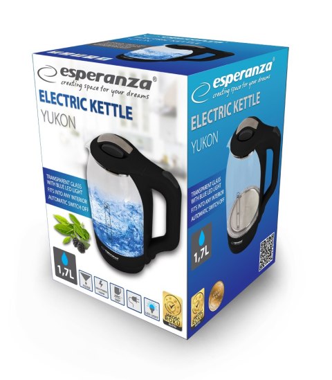 EKK025K ES PERANZA CZAJNIK ELEKTRYCZNY SZKLANY YUKON 1.7 L CZARNY EKK025K ES PERANZA CZAJNIK ELEKTRYCZNY SZKLANY YUKON 1.7 L CZARNY