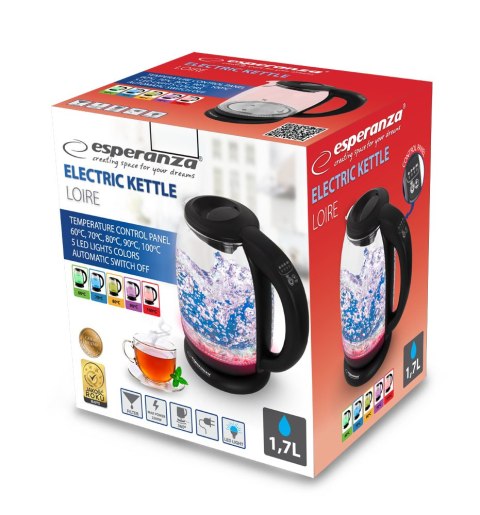 EKK027 ES PERANZA CZAJNIK ELEKTRYCZNY SZKLANY LED Z TERMOMETREM LOIRE 1.7 L EKK027 ES PERANZA CZAJNIK ELEKTRYCZNY SZKLANY LED Z TERMOMETREM LOIRE 1.7 L