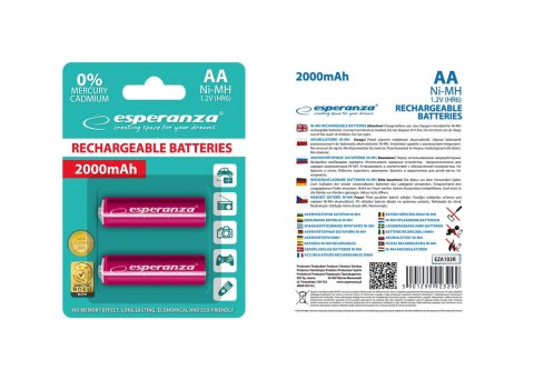 EZA103R ES PERANZA AKUMULATORKI NI-MH AA 2000MAH 2SZT. CZERWONE EZA103R ES PERANZA AKUMULATORKI NI-MH AA 2000MAH 2SZT. CZERWONE