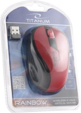 TM114R TITANUM MYSZ BEZ PRZ. 2.4GHZ 3D O PT. USB RAINBOW CZERWONA