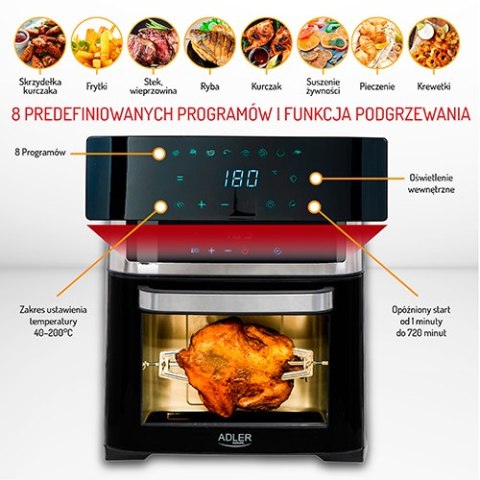 AD 6309 PIEKARNIK BEZTŁUSZCZOWY 8 W 1 13 LITRÓW AD 6309 PIEKARNIK BEZTŁUSZCZOWY 8 W 1 13 LITRÓW