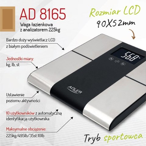 AD 8165 WAGA ŁAZIENKOWA Z ANALIZATOREM - 225KG AD 8165 WAGA ŁAZIENKOWA Z ANALIZATOREM - 225KG