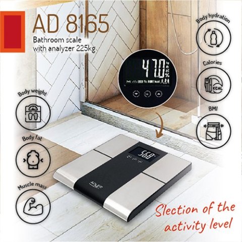 AD 8165 WAGA ŁAZIENKOWA Z ANALIZATOREM - 225KG AD 8165 WAGA ŁAZIENKOWA Z ANALIZATOREM - 225KG