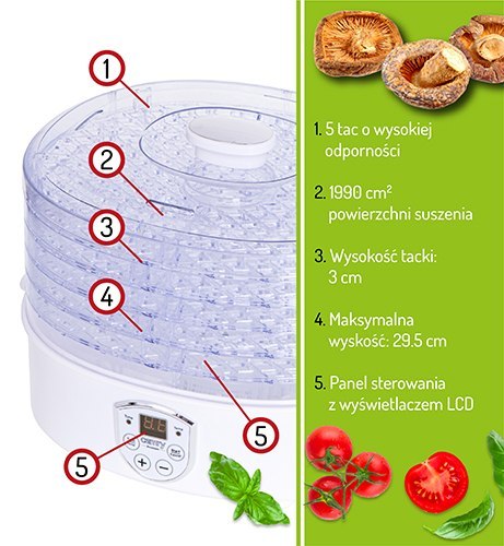 CR 6659 Suszarka do grzybów, ziół i żywności - dehydrator CR 6659 Suszarka do grzybów, ziół i żywności - dehydrator