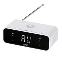 AD 1192 WHITE RADIOBUDZIK Z BEZ PRZEWODOWĄ ŁADOWARKĄ I FM
