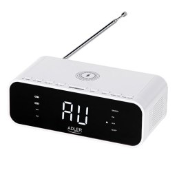 AD 1192 WHITE RADIOBUDZIK Z BEZ PRZEWODOWĄ ŁADOWARKĄ I FM
