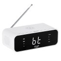 AD 1192 WHITE RADIOBUDZIK Z BEZ PRZEWODOWĄ ŁADOWARKĄ I FM