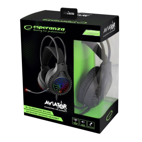 EGH5000 ES PERANZA SŁUCHAWKI Z MIKROFONEM GAMING 5.1 AVIATOR EGH5000 ES PERANZA SŁUCHAWKI Z MIKROFONEM GAMING 5.1 AVIATOR