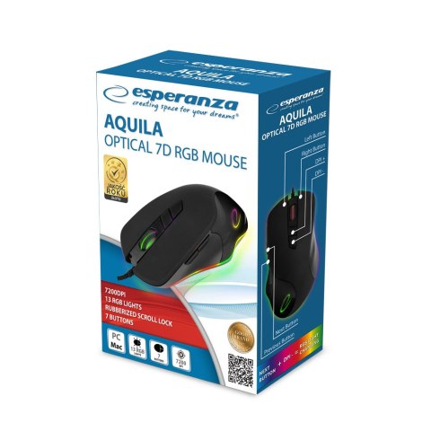 EM132 ES PERANZA MYSZ PRZEWOD. LED RGB 7D O PT. USB AqUILA EM132 ES PERANZA MYSZ PRZEWOD. LED RGB 7D O PT. USB AqUILA