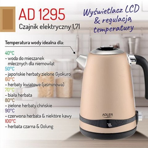 AD 1295 GOLD CZAJNIK METALOWY 1,7L Z LCD & REGULACJĄ TEM PERATURY AD 1295 GOLD CZAJNIK METALOWY 1,7L Z LCD & REGULACJĄ TEM PERATURY