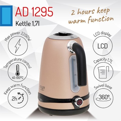 AD 1295 GOLD CZAJNIK METALOWY 1,7L Z LCD & REGULACJĄ TEM PERATURY AD 1295 GOLD CZAJNIK METALOWY 1,7L Z LCD & REGULACJĄ TEM PERATURY
