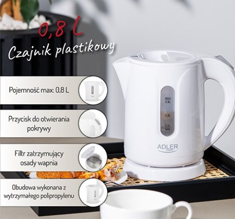 AD 1371 WHITE CZAJNIK PLASTIKOWY 0,8 L AD 1371 WHITE CZAJNIK PLASTIKOWY 0,8 L