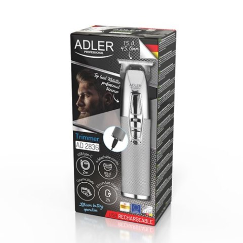 AD 2836 SILVER TRYMER STRZYŻARKA PROFESJONALNA - USB AD 2836 SILVER TRYMER STRZYŻARKA PROFESJONALNA - USB