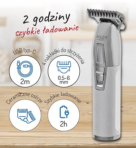 AD 2836 SILVER TRYMER STRZYŻARKA PROFESJONALNA - USB AD 2836 SILVER TRYMER STRZYŻARKA PROFESJONALNA - USB