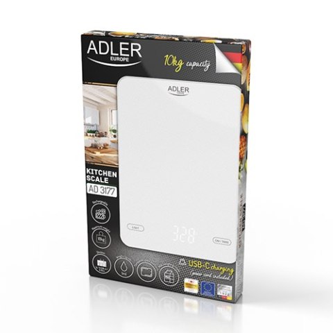 AD 3177 WHITE WAGA KUCHENNA 10KG ŁADOWANA PRZEZ USB AD 3177 WHITE WAGA KUCHENNA 10KG ŁADOWANA PRZEZ USB