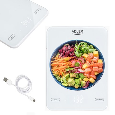 AD 3177 WHITE WAGA KUCHENNA 10KG ŁADOWANA PRZEZ USB AD 3177 WHITE WAGA KUCHENNA 10KG ŁADOWANA PRZEZ USB