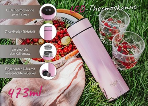 AD 4506 pink Termos led 473ml różowy AD 4506 pink Termos led 473ml różowy