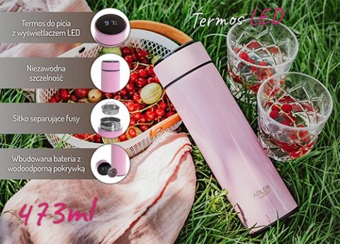 AD 4506 pink Termos led 473ml różowy AD 4506 pink Termos led 473ml różowy