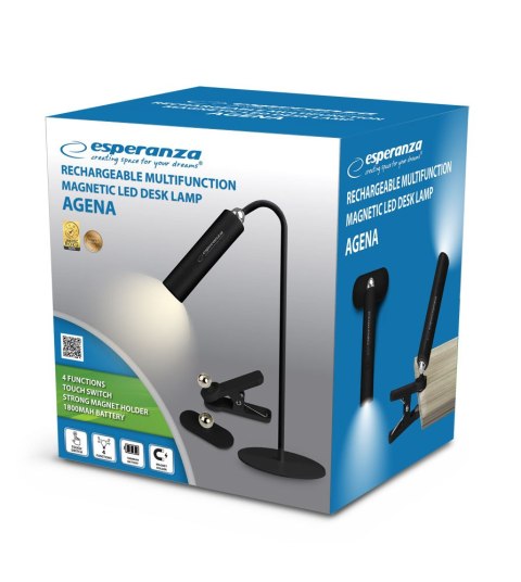 ELD118K Esperanza lampka biurkowa led 3w1 agena czarna ELD118K Esperanza lampka biurkowa led 3w1 agena czarna