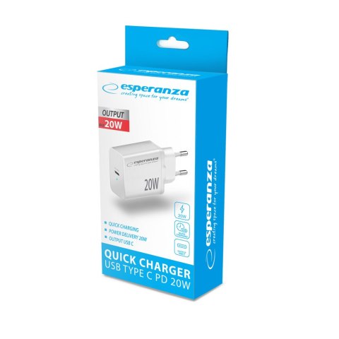 EZC104W ES PERANZA ŁADOWARKA SIECIOWA 20W USB-C PD BIAŁA EZC104W ES PERANZA ŁADOWARKA SIECIOWA 20W USB-C PD BIAŁA