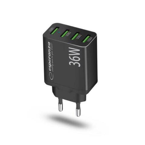 EZC107K ES PERANZA ŁADOWARKA SIECIOWA 36W 4x USB-A qC 3.0 18W EZC107K ES PERANZA ŁADOWARKA SIECIOWA 36W 4x USB-A qC 3.0 18W