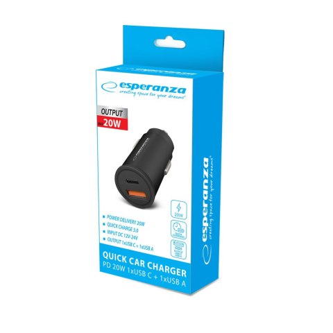 EZC111K ES PERANZA ŁADOWARKA SAMOCHODOWA 20W USB-C PD 20W / USB-A qC 3.0 18W EZC111K ES PERANZA ŁADOWARKA SAMOCHODOWA 20W USB-C PD 20W / USB-A qC 3.0 18W