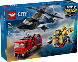 Klocki city 60462 zestaw z helikopterem, wozem strażackim i łodzią